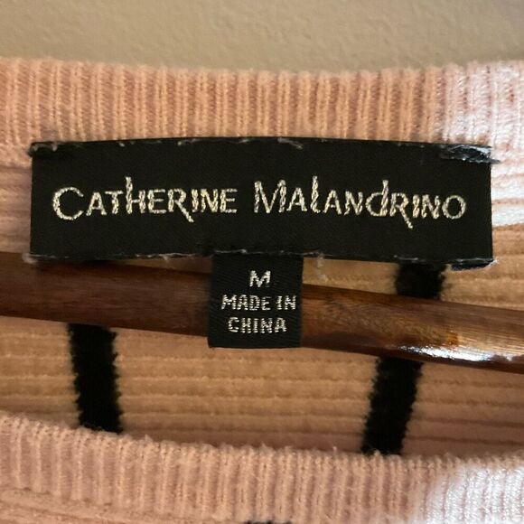 Catherine Malandrino Striped Sweater, Soft Pink. Size Medium - Picture 10 of 16